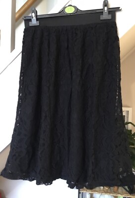 Black Lace Effect Double Layer Skirt Size L Party UK
