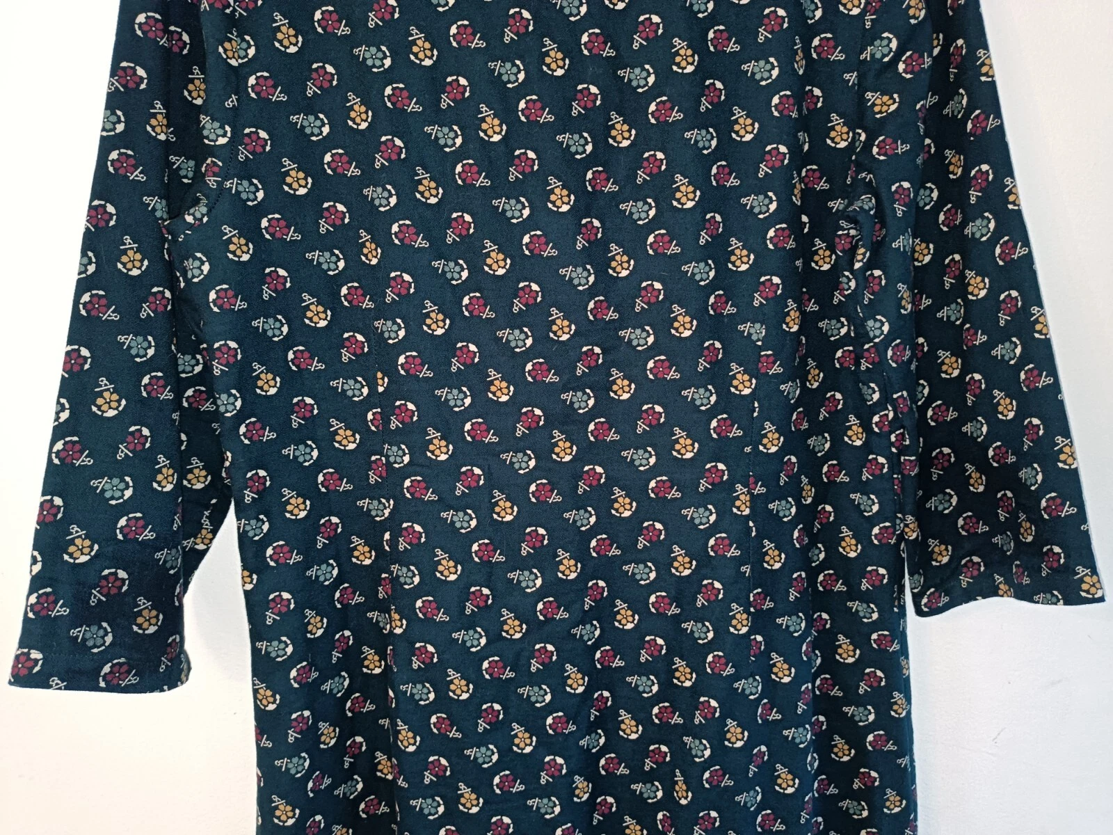 Abito tunica San Valentino cotone fantasia fiori e ancore verde acqua mare 12