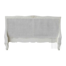 Antique White Louis Rattan French Headboard Double Size New