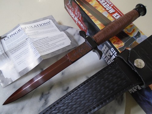 Gil Hibben Hellfyre Damascus Shadow Dual Edge Dagger Fixed Blade Knife GH0441RD - Picture 9 of 13