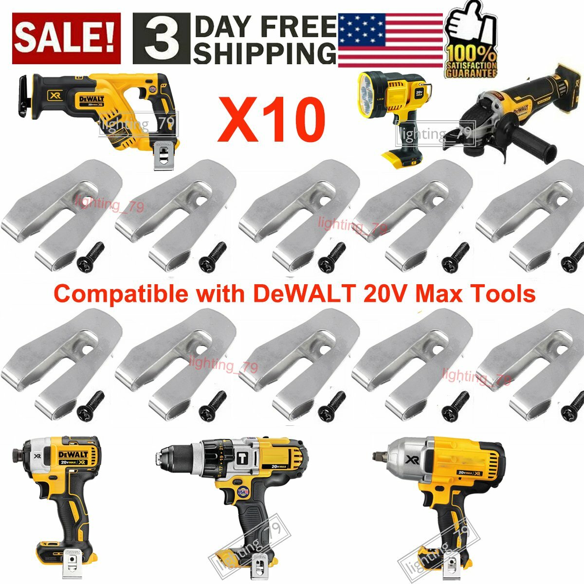 10Pack Belt Clip Hook w/Screw for 