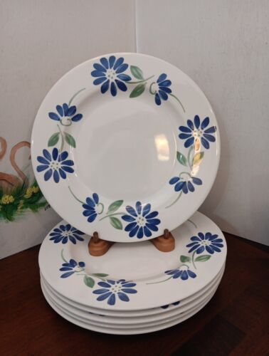 Pfaltzgraff Springwood Set Of 6 Blue Flowers Dinner Plates 10 1/4" - Picture 1 of 3