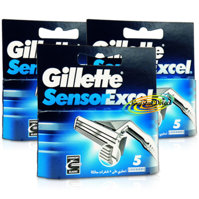 3x Gillette Sensor Excel 5er-Pack Ersatz Rasieren Rasierklingen 100 % Original