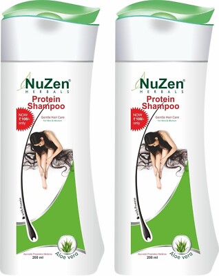 Nuzen Protein Shampoo (200 ml x 2 Pack) Enriched With Aloe Vera, Amla,Bhringraj