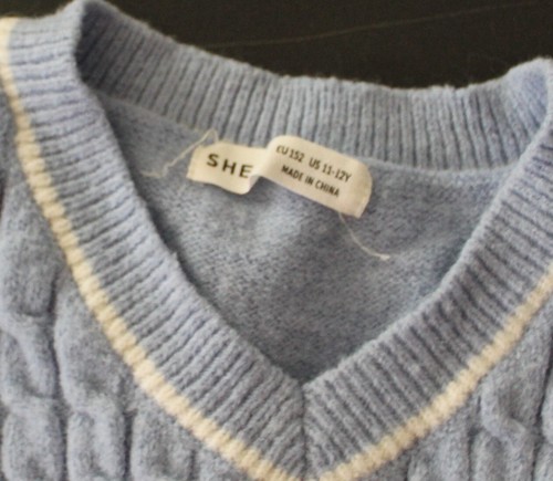 2 Shein Kids Sweater Vests Brown & Blue Size 11-12 - Picture 2 of 4