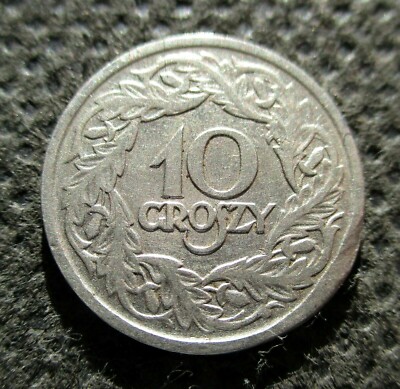 OLD COIN OF POLAND 10 GROSZY 1923 SECOND REPUBLIC (II