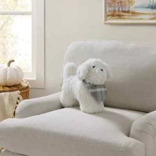 My Texas House 12" x 17" Bonnie Ivory Stuffed Faux Fur Toy Dog Pillow