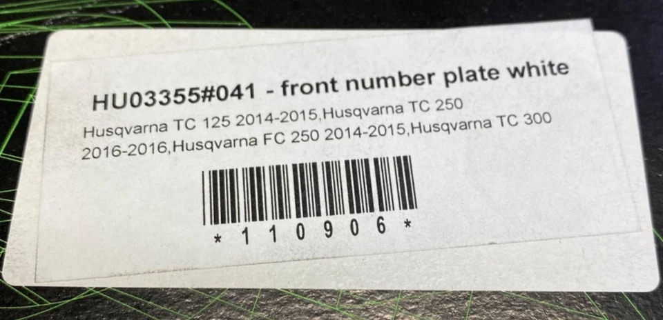 Placa de numeración delantera UFO blanca Husqvarna TC250 TC125 FC350 FC450 TC300 HU03355-401 Foto 2 de 2