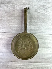 Vtg Elpec Brass Ash Tray Silent Butler Crumb England Roses Men Around A Table