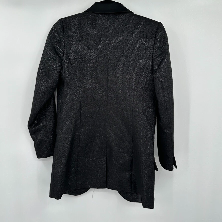 Trouve 女式西装外套 XS 黑色金属色长袖衬里商务休闲学院风 — 第 3/4 张图片