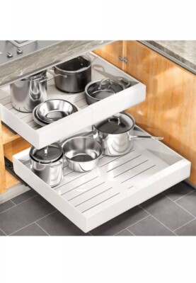 Expandable Pull-Out Cabinet Organizer with Adhesive Nano Film White 1 Pcs