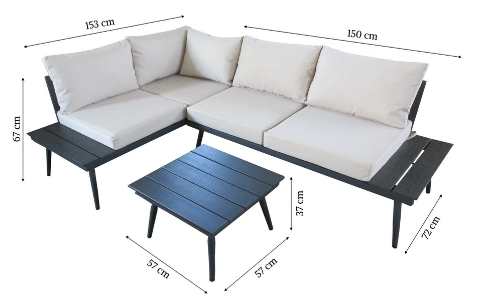 Gartenmöbel Set Lounge Alu Loungemöbel Sitzgruppen Aluminium Garten Outdoor - Bild 3 von 4