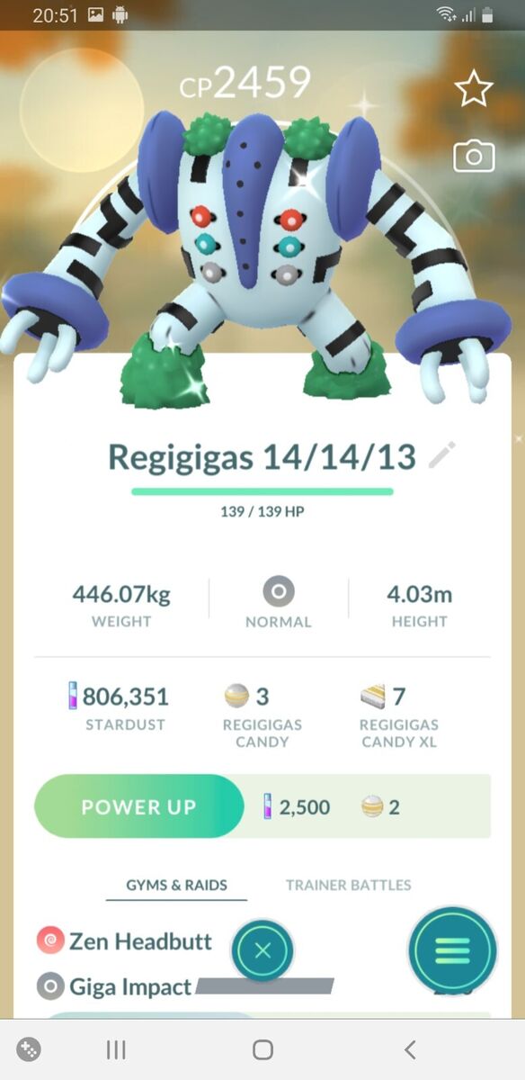 From a best friend! Shiny lucky Regigigas : r/pokemongobrag