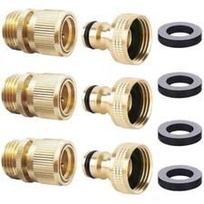 Garden Hose Quick Connector Water Hose Quick Connect ¾ inch GHT Brass Easy Co...