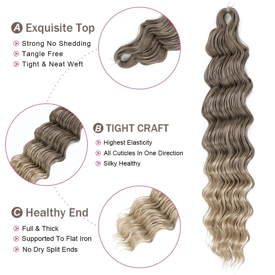 24" Loose Deep Wave Braiding Anna Curls Crochet Hair Extensions Afor Curly Braid - Bild 4 von 4