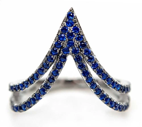 Treated Blue Sappahire 925 Solid Sterling Silver Ring Jewelry Sz 6 MM4-1