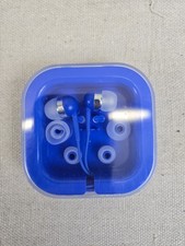 Billboard Stereo Earbuds with In-Line Mic Storage Case Blue And Clear