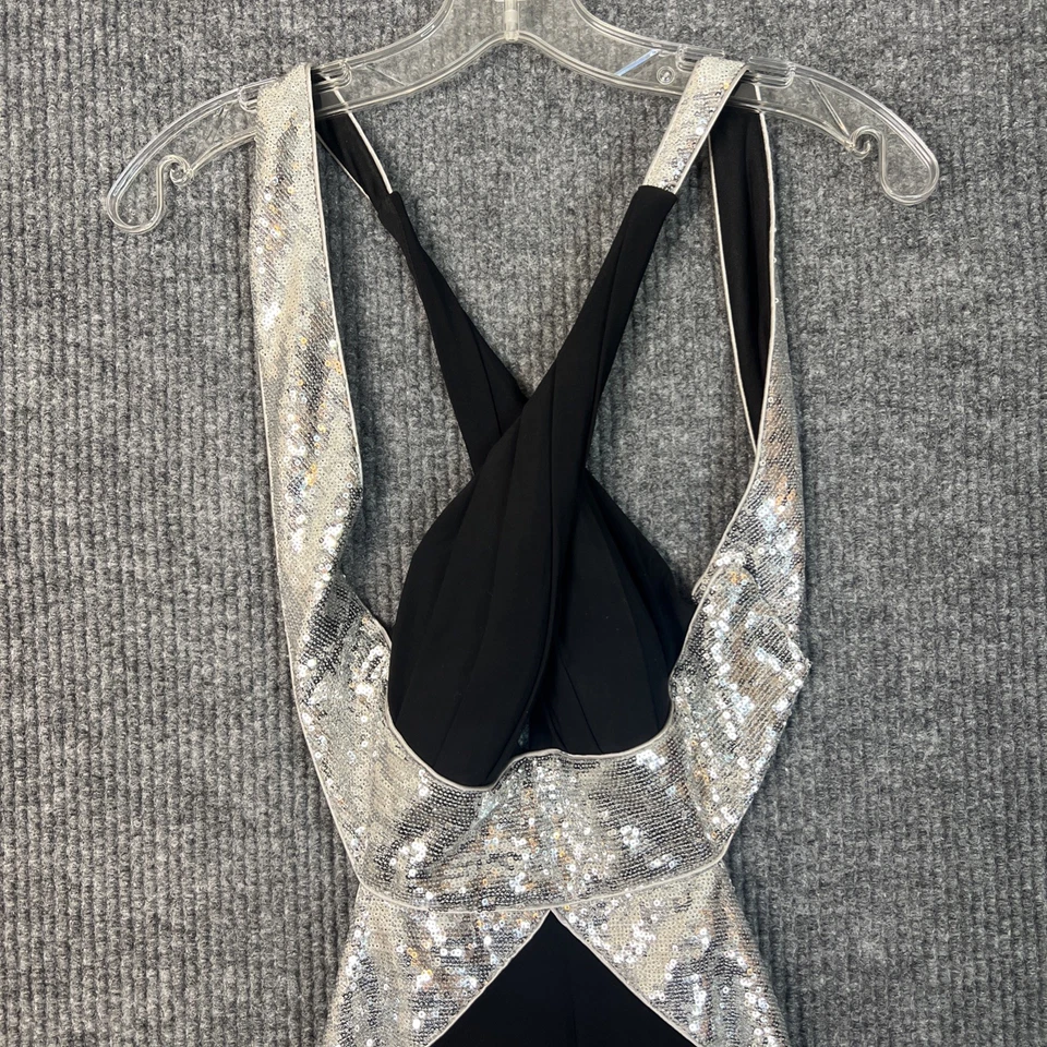 Vintage Adrianna Papell Evening Dress Size 4 Black Sequins Open Back Y2K Party - Image 2 of 4