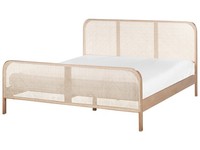 Bett Kiefernholz Hell Braun Mit Wiener Geflecht Kopfteil 180 X 200 Cm Gonfaron