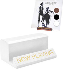 Now Playing Vinyl Stand - White Gold Wooden Record Holder  Decor for Albums, Sp