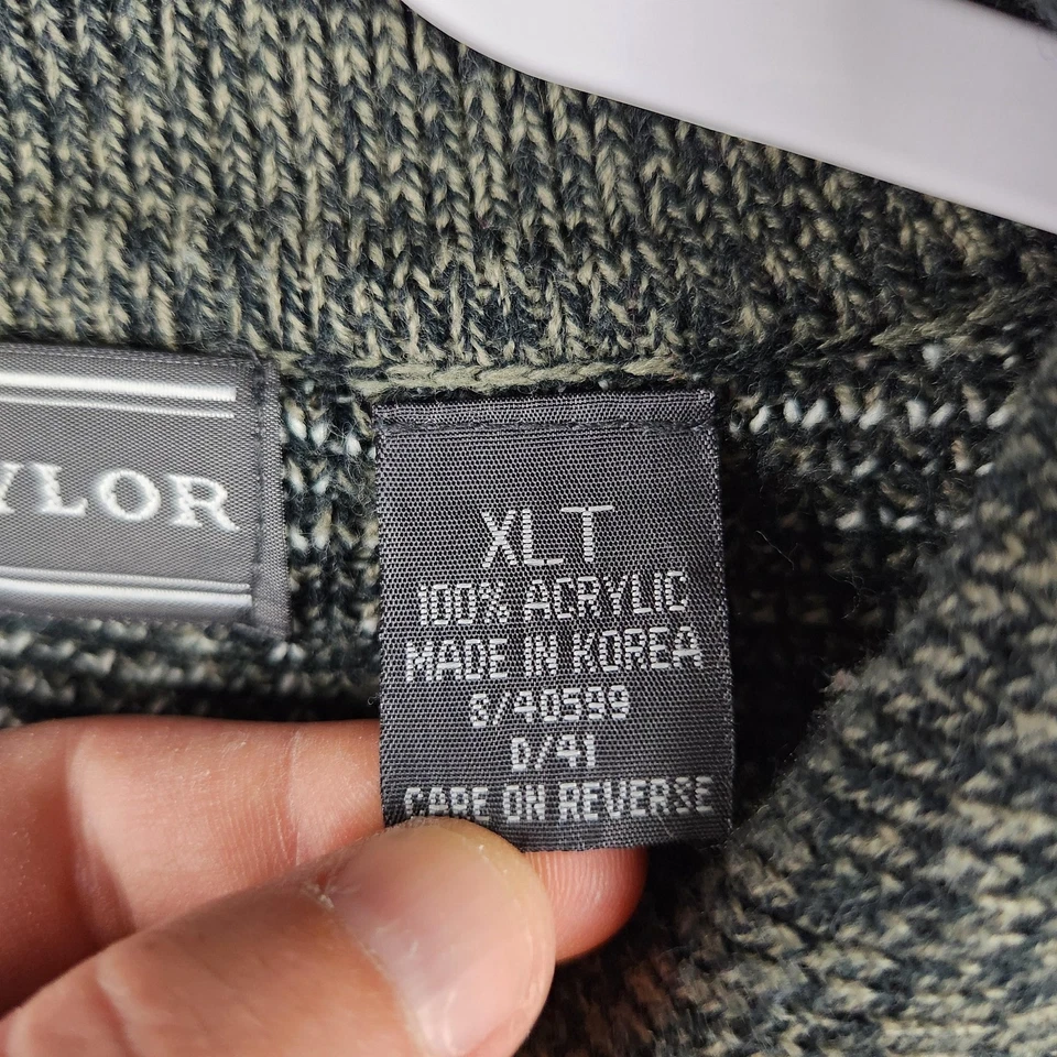 Suéter De Colección David Taylor Para Hombres XLT Alto Negro Gris Tejido Azteca Pullover Años 90 Foto 4 de 4