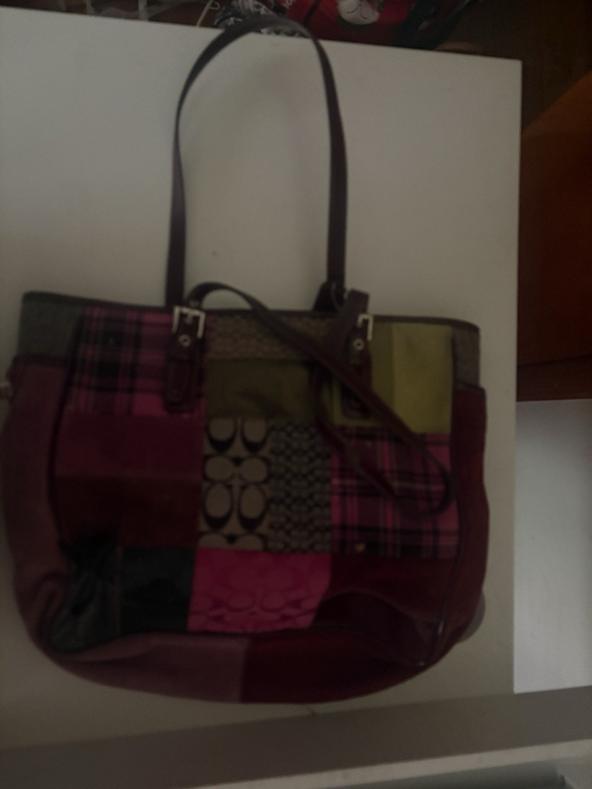 Coach Patchwork Multicolor Tote Shoulder Bag Zip Closure w/ Matching Wristlet image 2