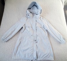 Hobbs London Shower Jacket Mac. Size UK 10 Light Grey. Zip Away Hood. Drawstring