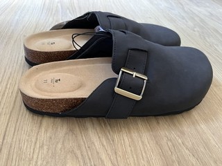 Nuevo Sandalias de mula con punta cerrada de cuero sintético carbón talla 11 para hombre