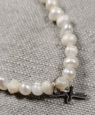 Children's Freshwater Pearl Bracelet Small Sterling Silver Cross C83