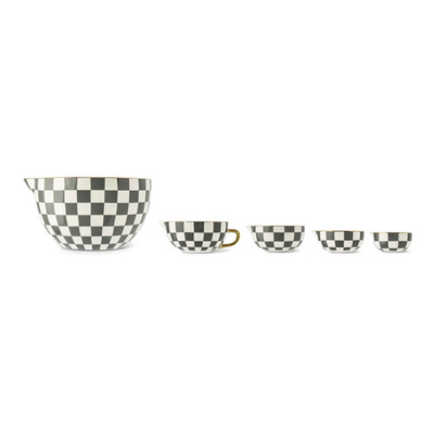 #ad Thyme amp; Table 5 Piece Ceramic Mixing Bowl and Measuring Set Green Checkered $29.86
