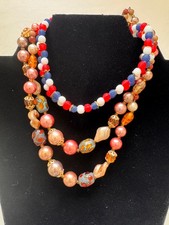 2pc Beaded Necklace Set Colorful Chunky Statement Fashion Jewelry Mixed Style