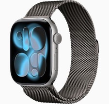 Apple Watch Series 11 46mm Space Gray Aluminum w/Slate Milanese Loop LTE New