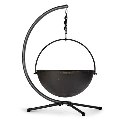 Ash & Ember 42'' Cast Iron Cauldron Fire Pit Bowl, Grill Grate, Chain, Stand