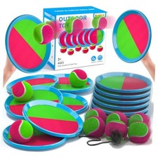 Toss and Catch Ball Game Outdoor Toys for Kids, Outdoor 6 Paddle 6 Balls