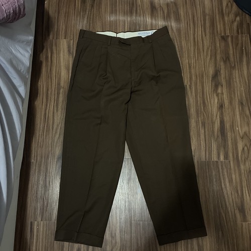 Givenchy, Pantaloni pieghettati vintage Givenchy Monsieur uomo 38R 38x31 marroni larghi eleganti pantaloni