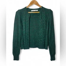 Max Studio Angora Rabbit Hair Blend Open Cable Knit Sweater Lagenlook Classic