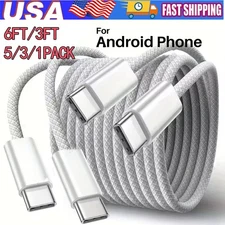 60W USB-C to USB-C Fast Charger Cable Lot Nylon Cord For iPhone 15 16 Samsung