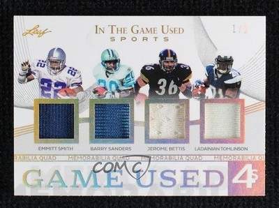 2025 Leaf ITG Used Sports Gold Holo 1/1 Barry Sanders Jerome Bettis HOF 14hk