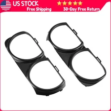 Headlight Bezel Lamp Cover Trim Fits For 2015-2021 Dodge Challenger 2pcs Black