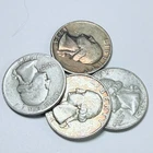 WASHINGTON SILVER QUARTERS LOT OF 4, 90% SILVER CIRCULATED COINS FREE SHIP #9020