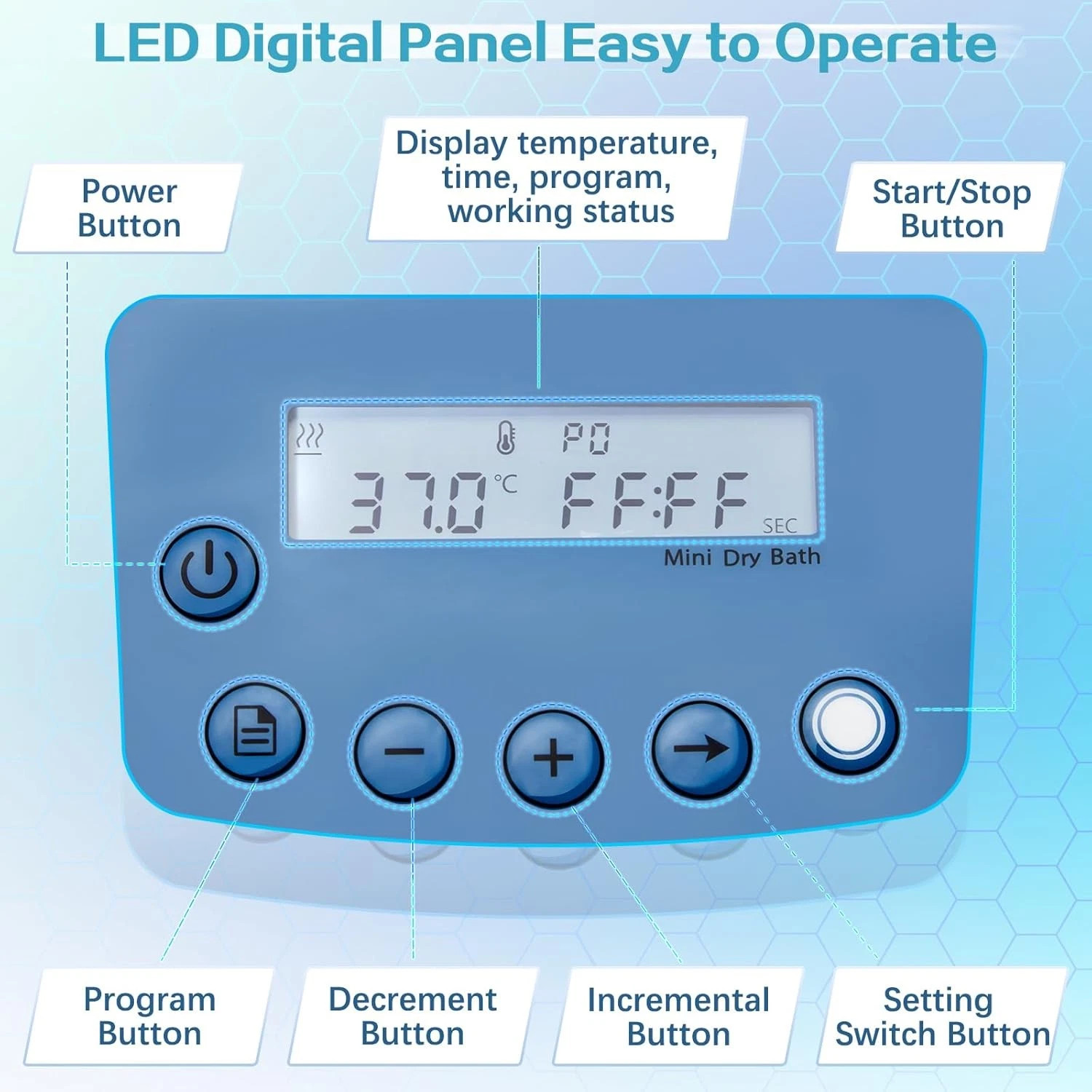 Digital Dry Bath Incubator with 15 x 1.5ml Heating Block Lab Dry Bath Heater US