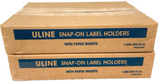 2 Boxes Uline -Standard Wire Shelving Label Holders w/Inserts 6", 25ct S-14462