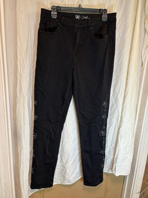 DG2 Diane Gilman Black Skinny Jeans New Classic Stretch Women s 14T Embellished