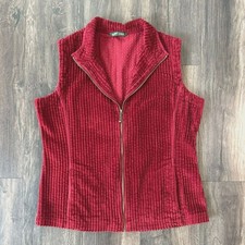 Woolrich Kinsdale Vest Ruby Red Full Zip with Pockets Corduroy Rib Cotton Large