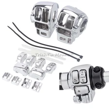 Chrome Hand Control Switch Housing Covers Buttons Caps For Harley Electra Street