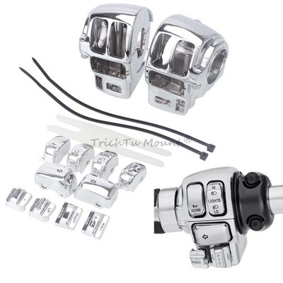 Chrome Hand Control Switch Housing Covers Buttons Caps For Harley ...