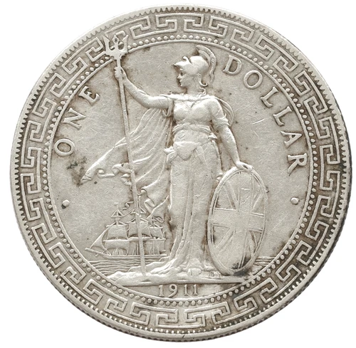 GREAT BRITAIN 1 TRADE DOLLAR 1911 SILVER