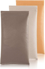 Squeeze Leather Sunglasses Pouch - 3 Pack Glasses Case Soft Eyeglass Sleeve Pouc