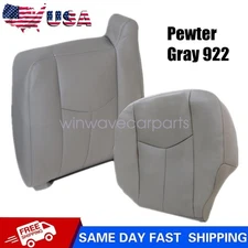 Fits 03-07 GMC Sierra Driver Bottom & Top Replacement Leather Seat Cover Gray
