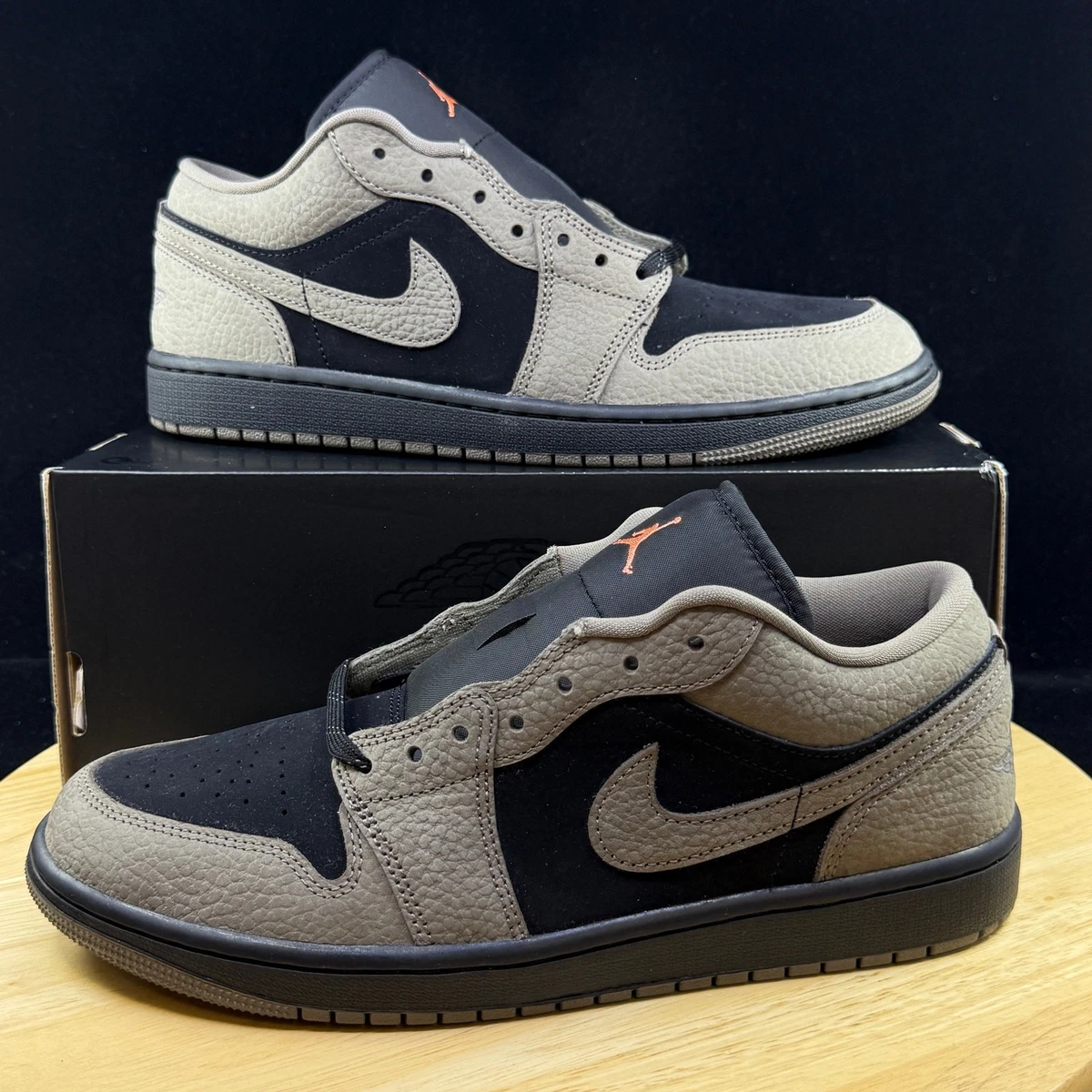 Nike Air Jordan 1 Low Shoes Black Olive Gray Mango IB7109-005